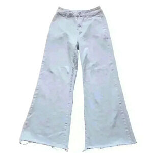 Shein Womens White Cotton High Waisted Sailor Pants EP Zipper sz 2